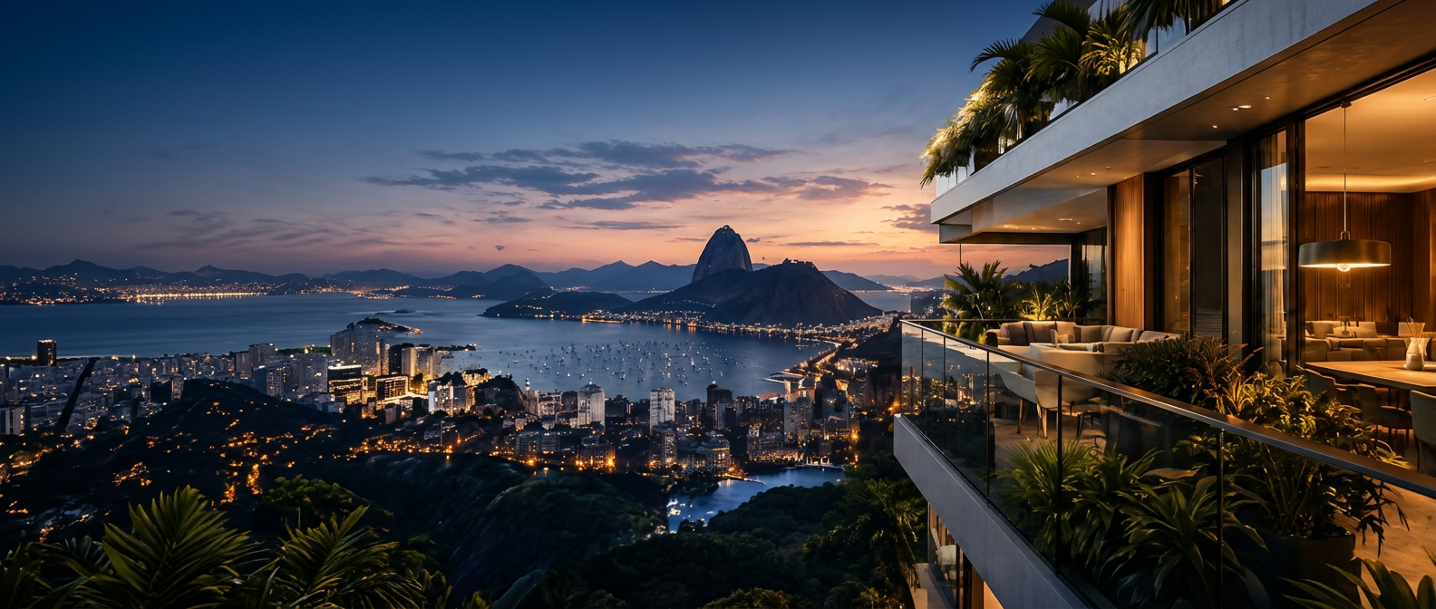 Vista do Rio de Janeiro e apartamento de luxo